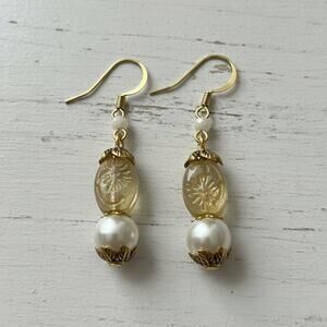 Handmade Earrings Czech Glass Pearl Bead Dangle Classic Hypoallergenic